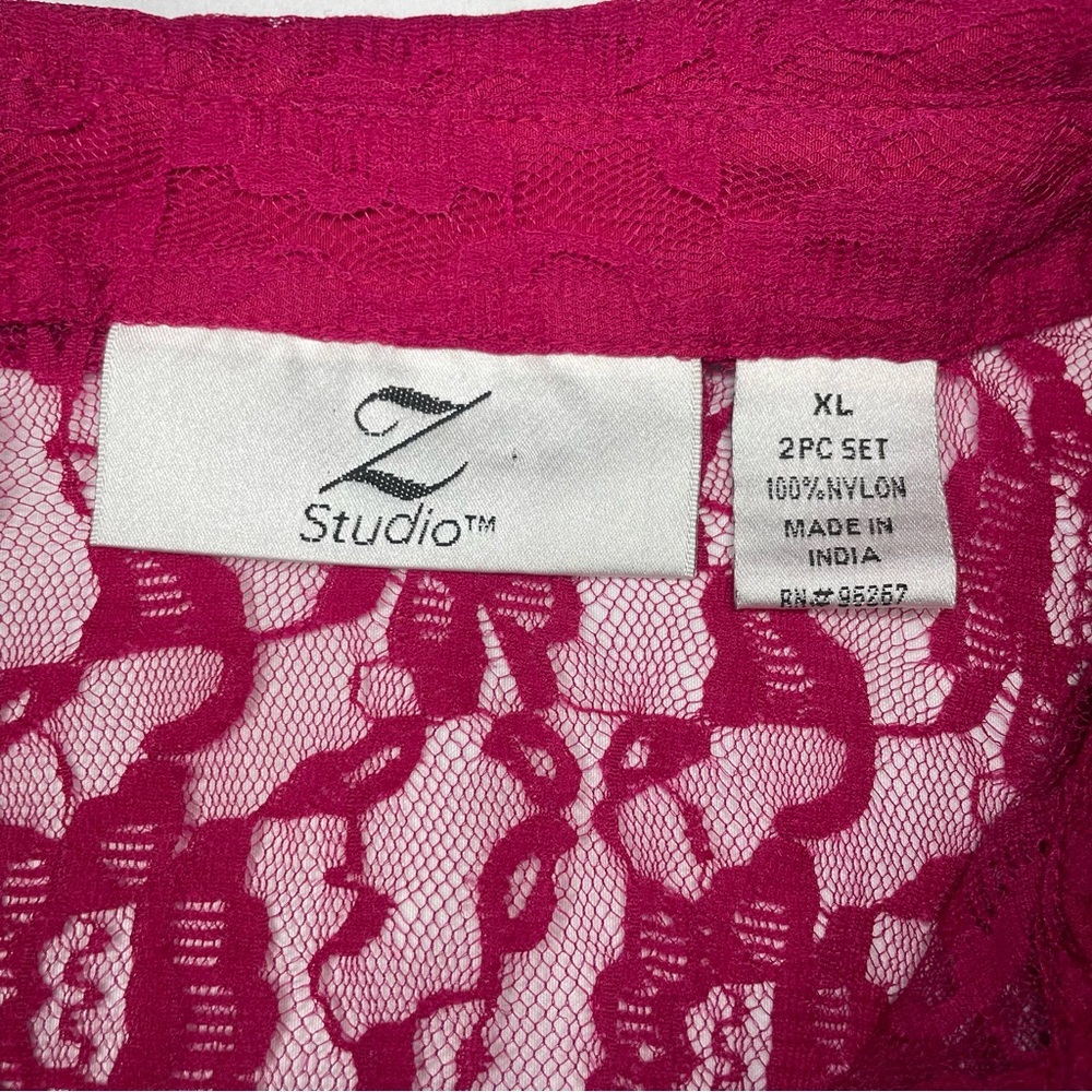 Vintage Z Studio Lace Button Up Long Blouse in A Gorgeous Cranberry Color - Picture 7 of 10